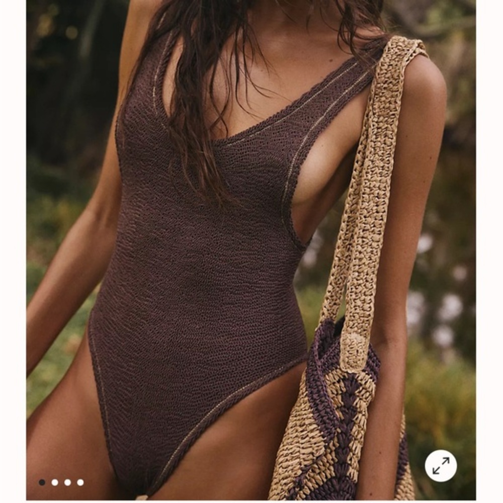Elegant Brown One-Piece Swimsuit